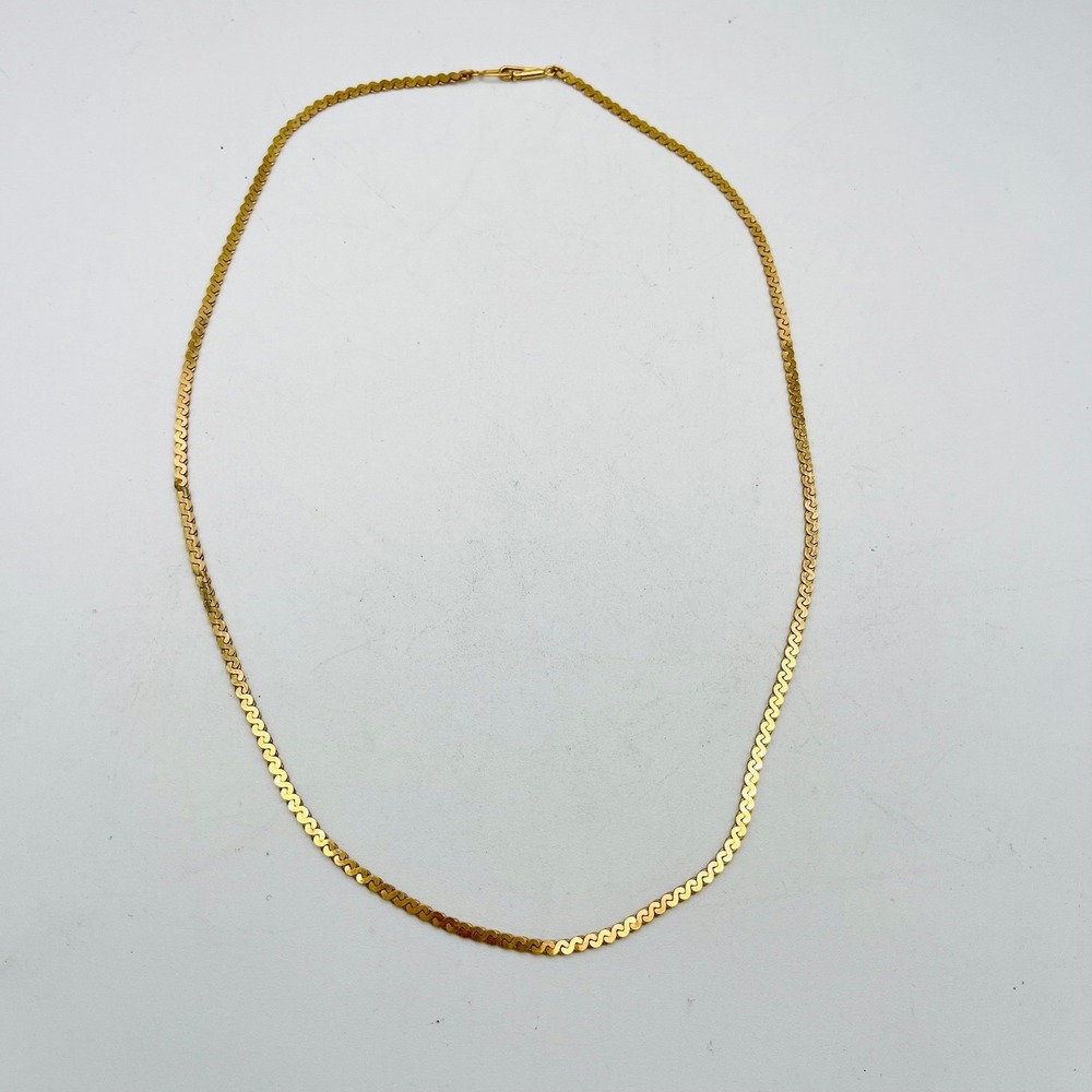 Vintage 13k Yellow Gold Serpentine Link Flat Chain Necklace 18.75 Inch 2mm 9.05g